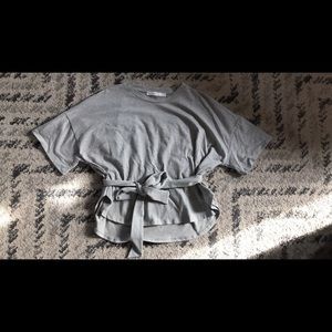 Lush Knit Tie Tee in Gray